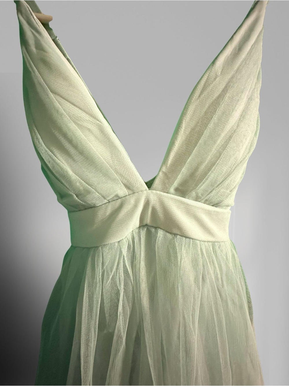 Haute Monde Mint Green Mesh Plunge Chemise